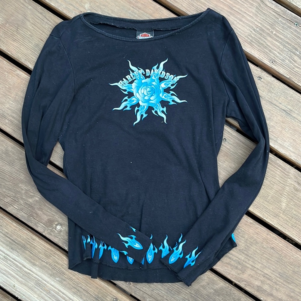 vintage blue flame harley shirt